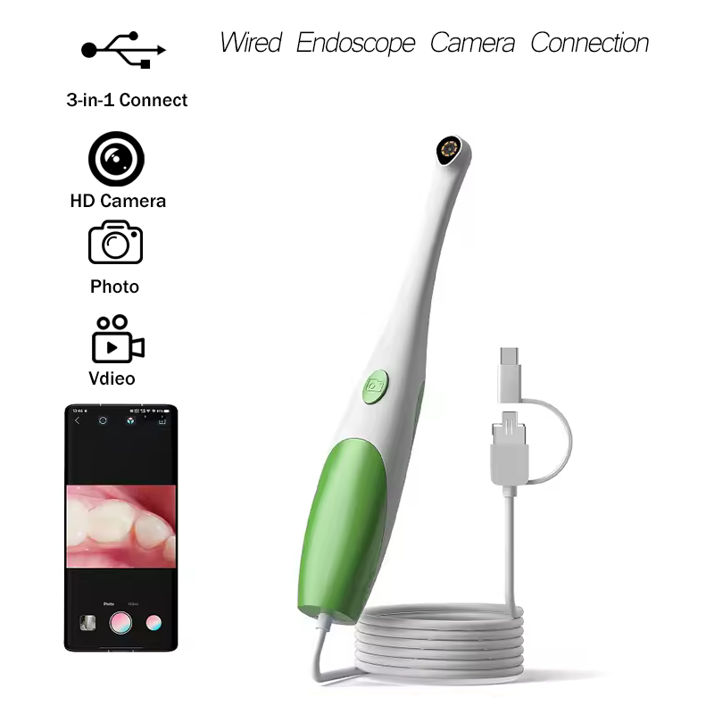 Lighting Visual - Kamera-Oralendoskop, visuelles HD-Boreskop mit 8 LED-Leuchten,
