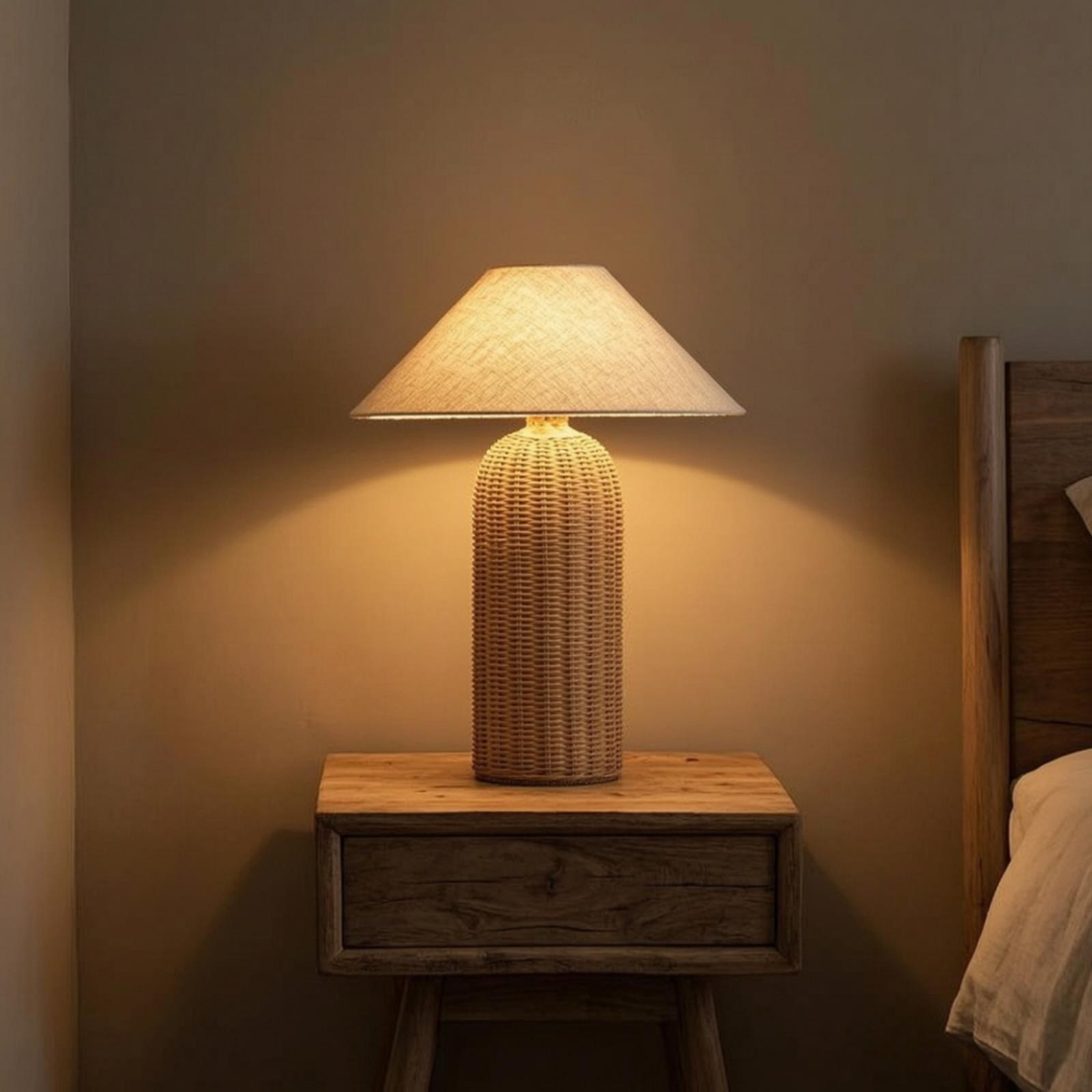 Nachttischlampe mit Rattanfuß  – Lighting Decoration Ideas Bewertung und Preis