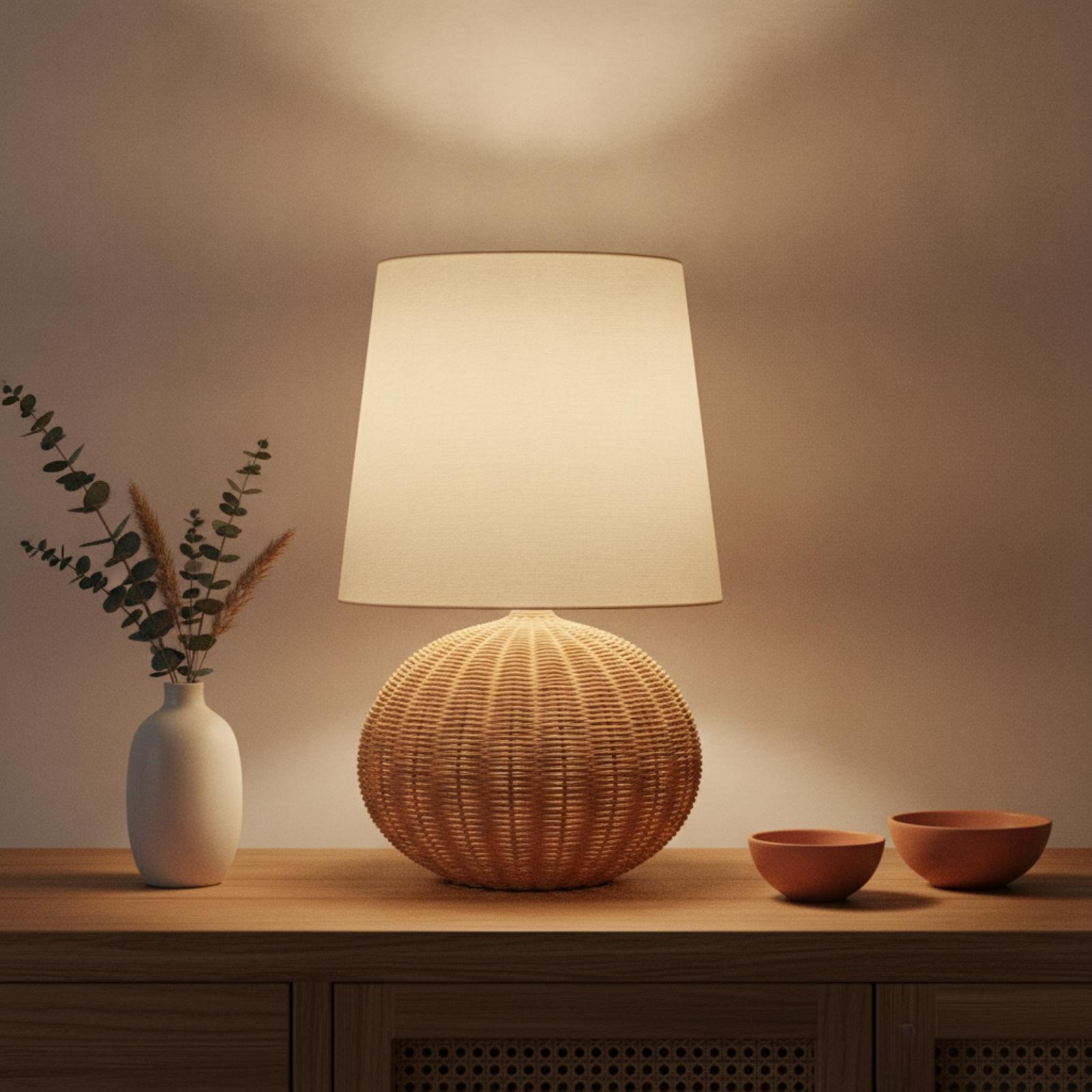 Nachttischlampe mit Rattanfuß  – Lighting Decoration Ideas Bewertung und Preis